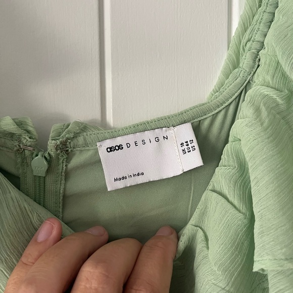 ASOS High-Low Ruffled Dress in Soft Green XLT - Picture 4 of 5